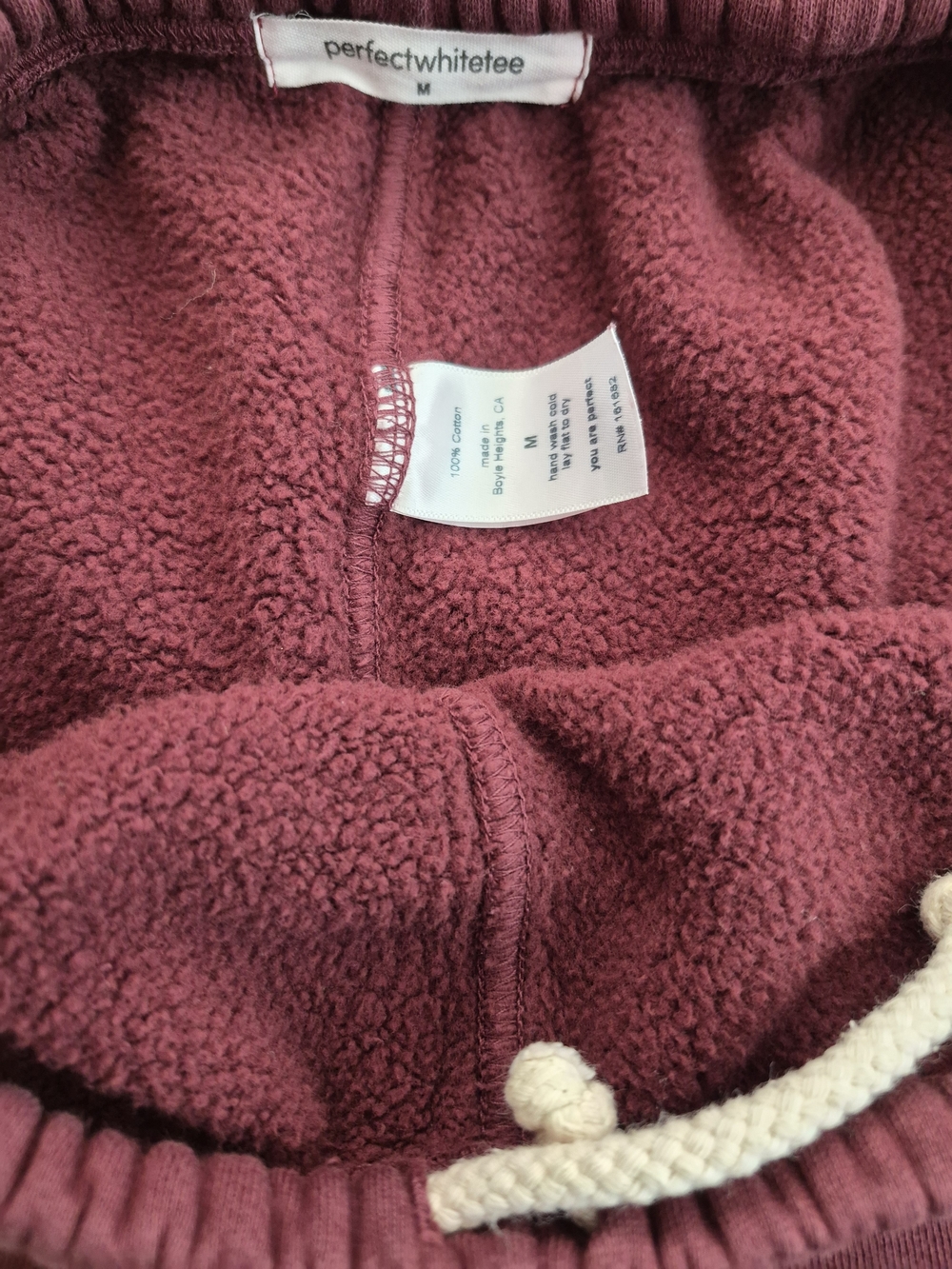 perfectwhitetee 100% Cotton Fleece Sweatpants Joggers Burgundy Womens Medium - Picture 8 of 9